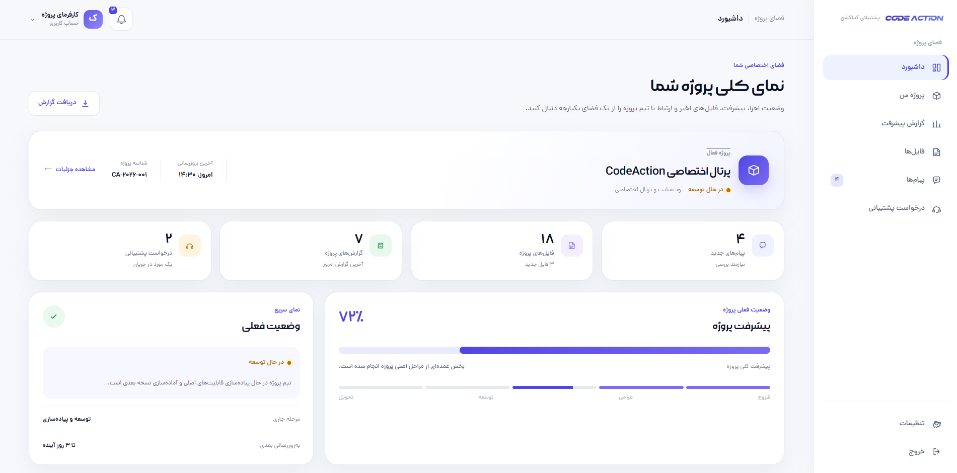 طراحی و توسعه پورتال مدیریت و پیگیری پروژه‌های کداکشن - تصویر 4